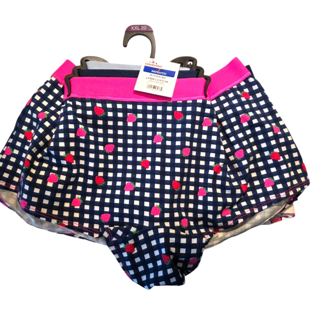 New 3 Pairs of Way to Celebrate Cotton Boyshort Panties Size XXL